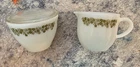 Vintage Pyrex Corning Spring Blossom Crazy Daisy Creamer and Sugar Bowl With LID