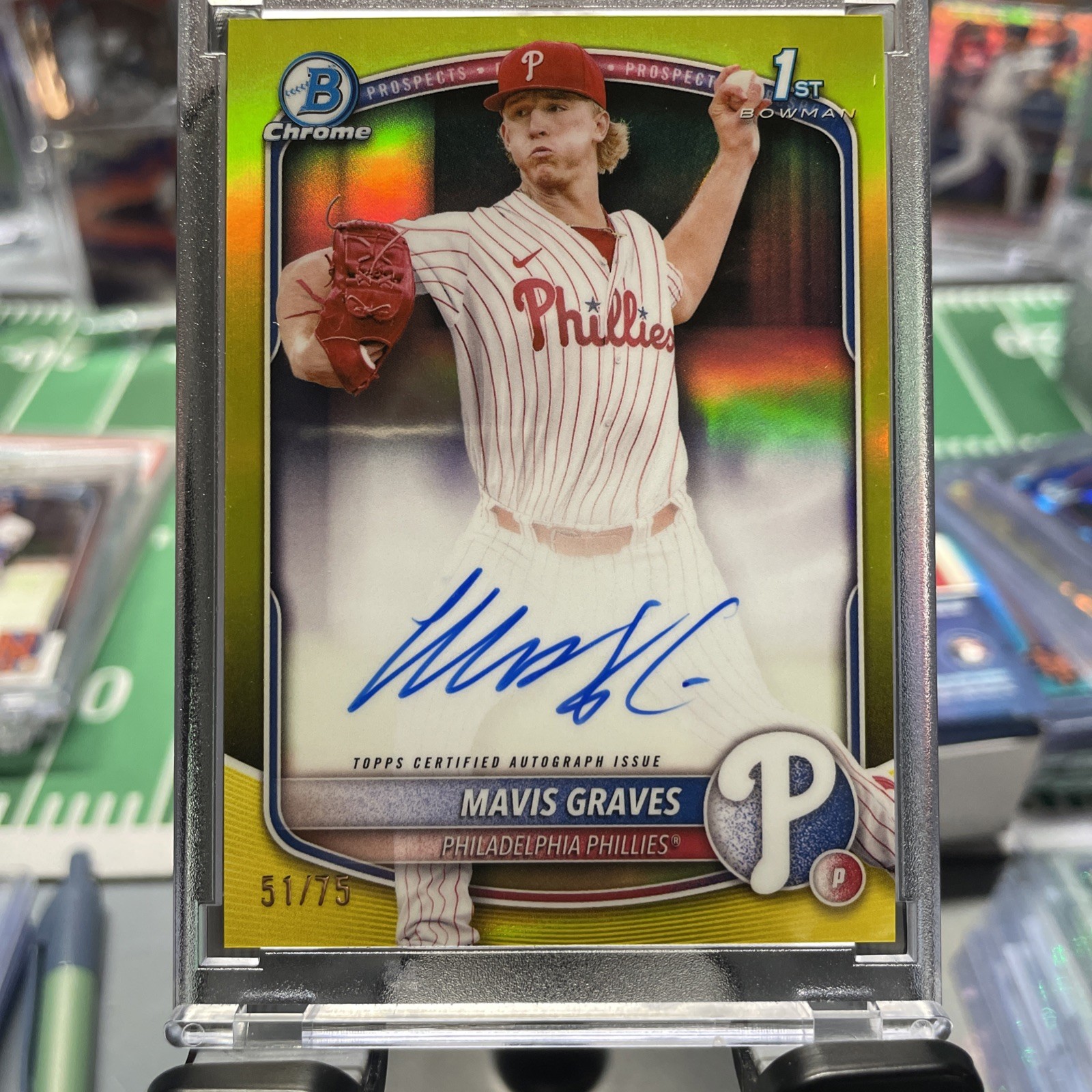 2025 Bowman Chrome Mavis Graves 1st Auto Yellow Refractor  51/75 Phillies SP