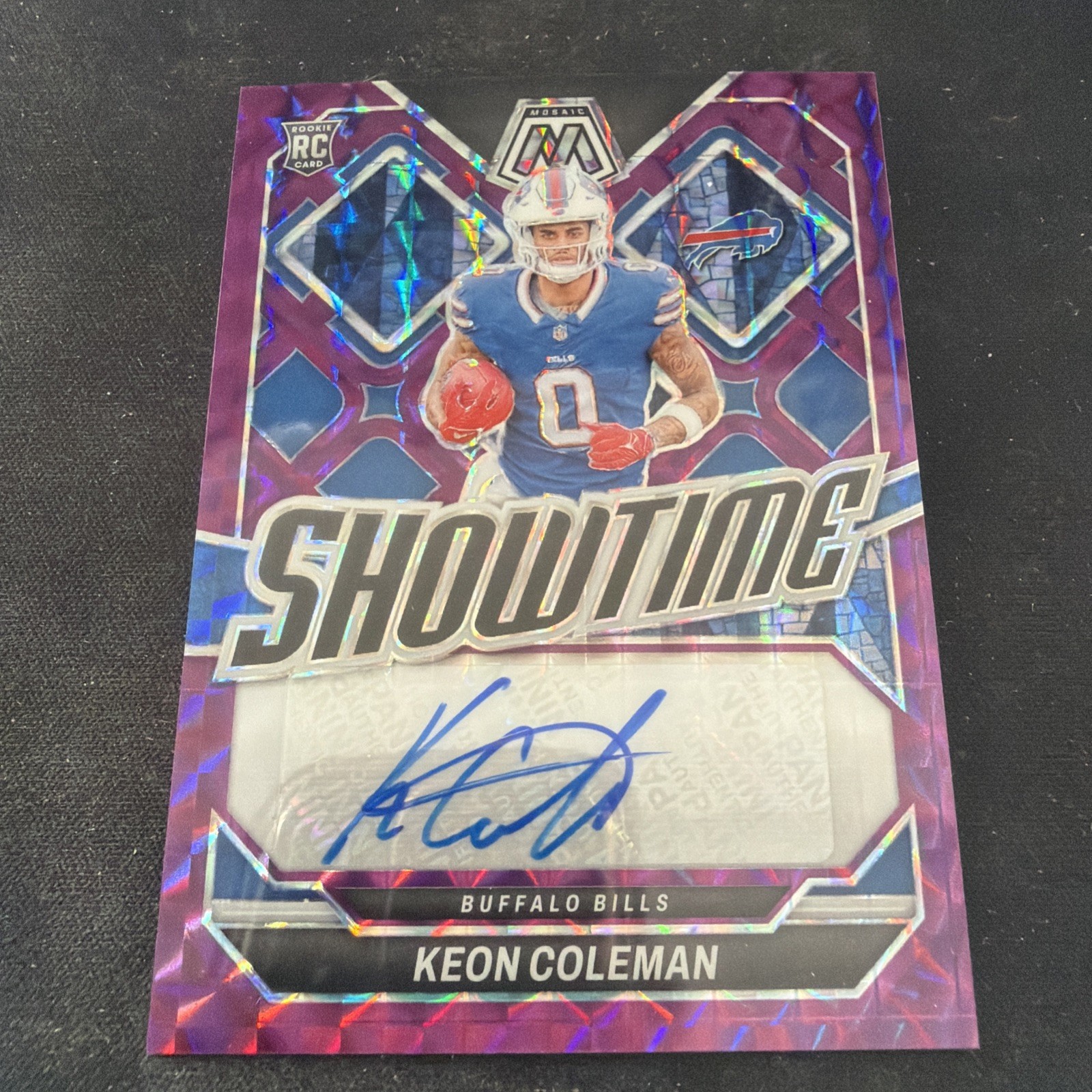 2024 Mosaic Keon Coleman Showtime Signatures RC Purple Auto /49 Bills SS-KCN
