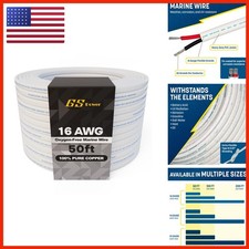 GS Power 16 AWG Duplex Marine Wire 50 Ft Tinned Copper