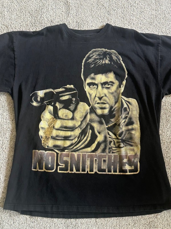 Vintage Y2K Scarface Clothing Co Tony Montana “No Snitches” 3XL Black T-Shirt