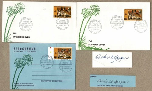 Australia 1980 BERGEN Signed Fiji 10th Anniv Independence FDC Cover x3