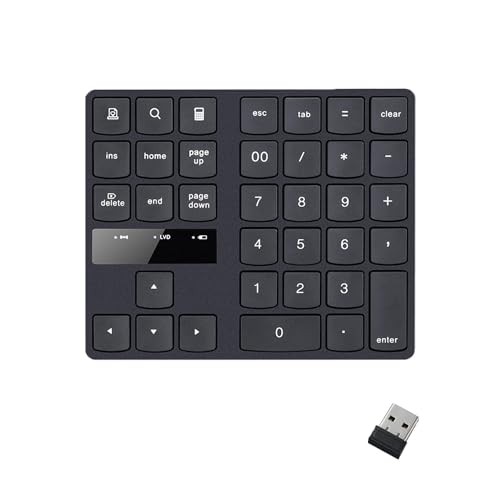Pavé numérique sans fil Ieron à 35 touches, mini clavier rechargeable noir pour ordinateur