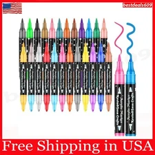 24 Colors Dual Tip Acrylic Paint Marker Pens Set, Multifunctional Acrylic Tip US