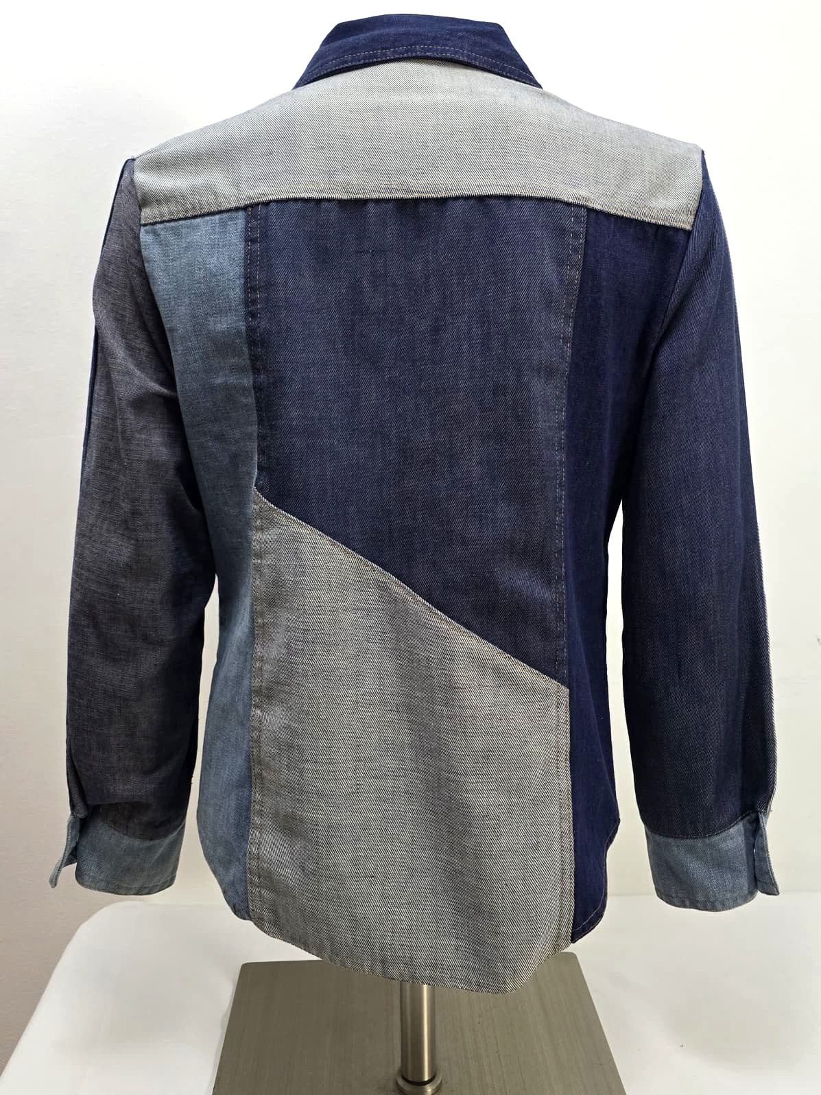 Patchwork Denim Jacket Chore Coat Blue Indigo No … - image 3