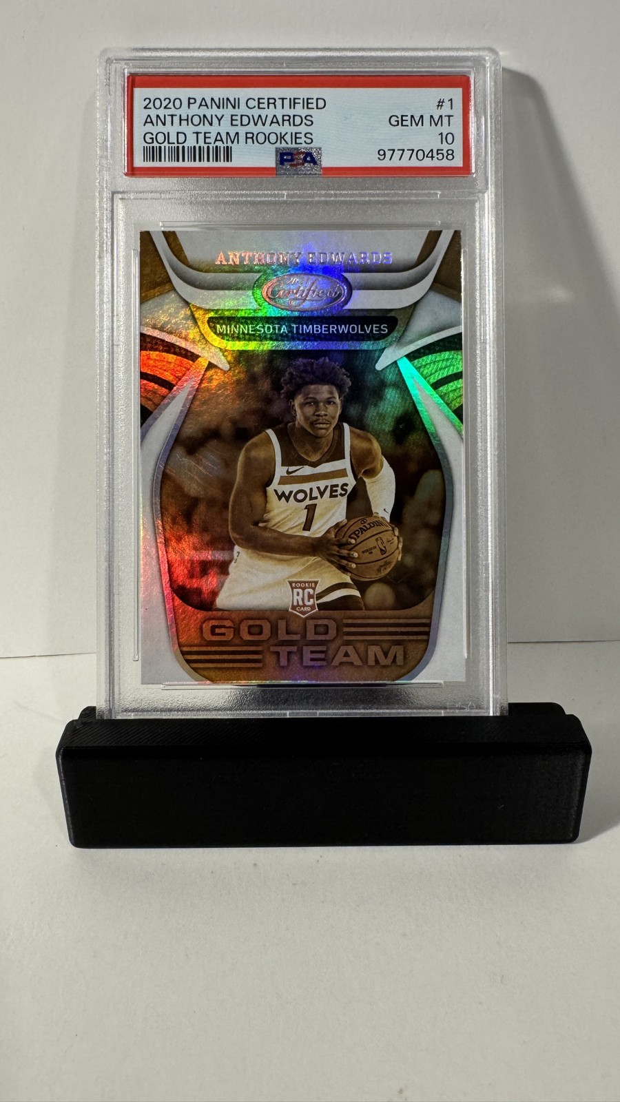 2020-21 Panini Certified - Gold Team Rookies Anthony Edwards #1 (RC) PSA 10