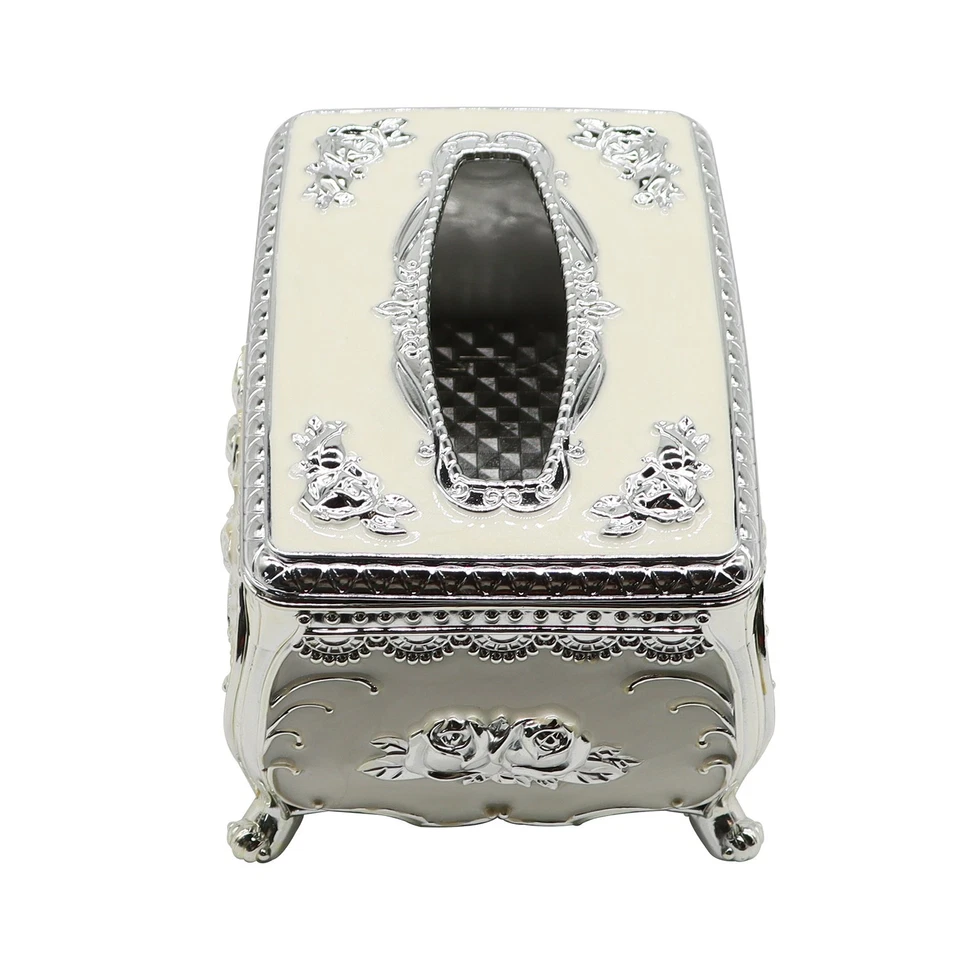 Silver White Luxury European Style Tissue Box Holder New - Image 4 of 4