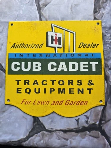 VINTAGE CUB CADET TRACTORS AND EQUIPMENT PORCELAIN SIGN. 10"×10"