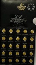 2025 Canadian Maple Leaf Coin 1g Pure 24K Gold 999 Bullion 4485.74 per troy oz
