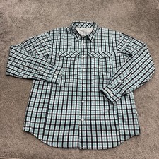 Columbia Omni Shade Silver Ridge Button Down shirt Mens Large Blue Plaid NWOT