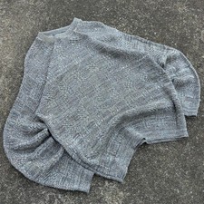 Vintage 90s Oscar De La Renta Knit Sweater Made in USA Grey XL g3b