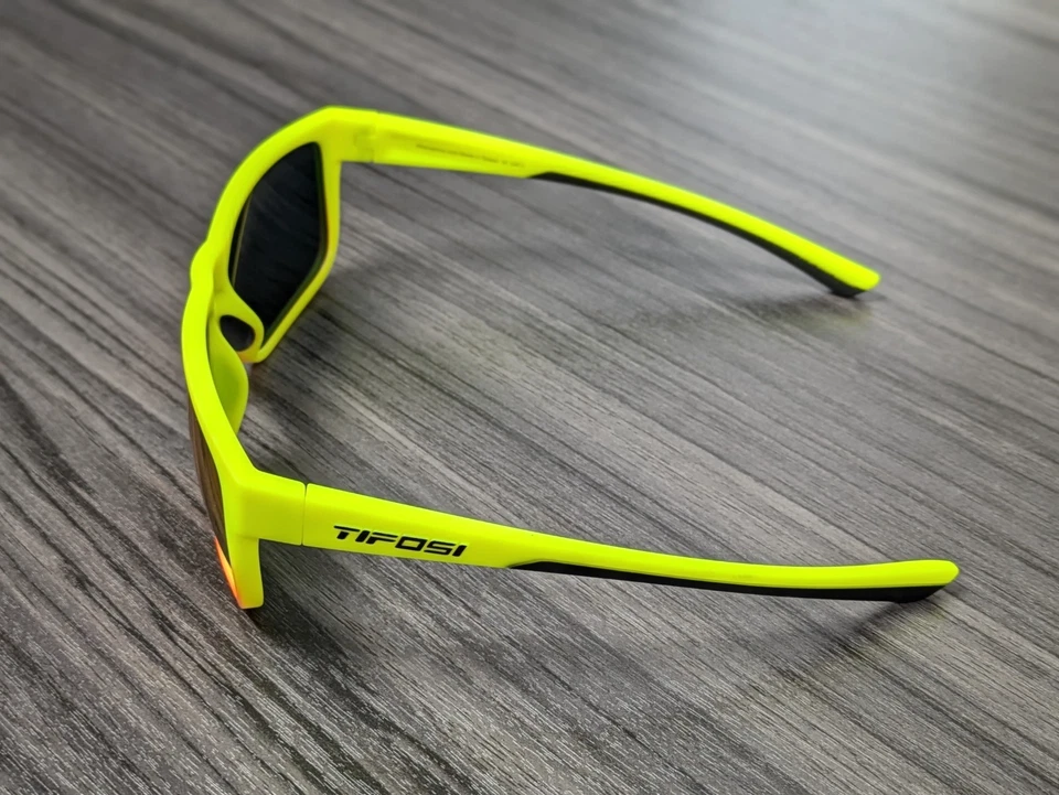 Tifosi Swick Sunglasses in Neon Yellow/Orange, Smoke w/Red Mirror Lenses, #337 - Image 2 of 4