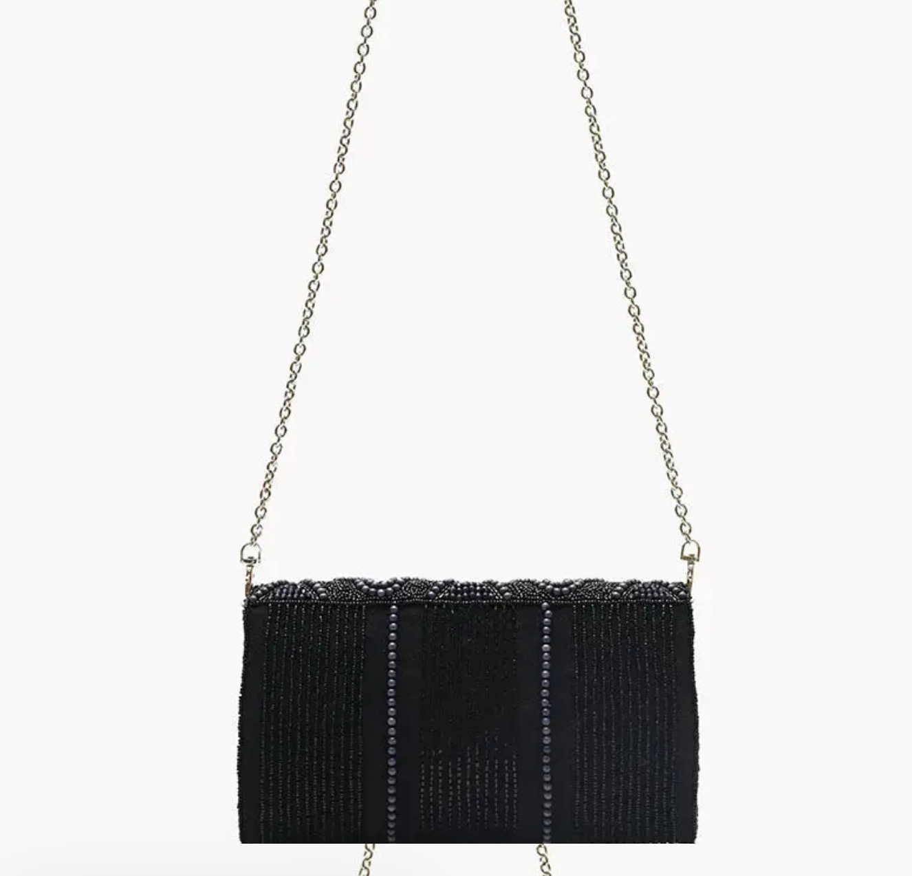 Lilly & Luxe Black Beaded Clutch Handmade Embellished Evening Bag Crossbody NEW
