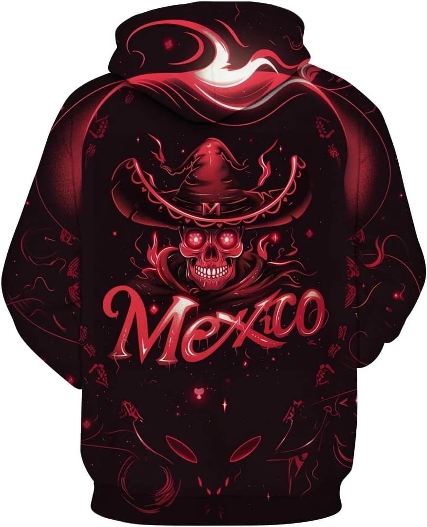 Mexico Flag Skull 3D Pullover Hoodie Unisex Sweatshirt