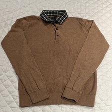 Boys Next Tan Brown Jumper with Checked Collar,  11 Years / 146cm, 100% Cotton