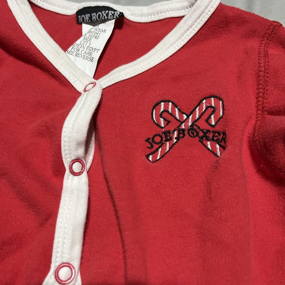 De colección Joe Boxer 1996 Navidad Niño 2T Botón a Presión Solapa Pijama Dormir Foto 3 de 4