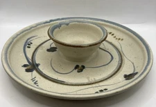 Studio Art Pottery Individual Chip And Dip Veggie Bowl Handmade Minimalist Boho