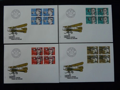 aviation pioneers set of 4 FDC Switzerland 1977 (block of 4)