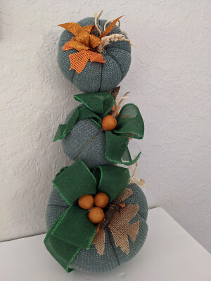 PUMPKIN PATCH PATTY'S Handcrafted Decorative Thanksgiving Fall 3 set Green NEW
