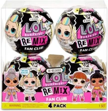 L.O.L. Surprise! Remix Fan Club 4 Pack–4 Re-Released Dolls Each with 7 Surprises