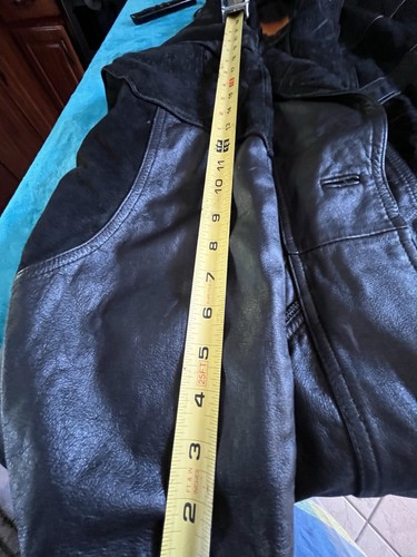 Outbrook  Women's Long Black Suede Collar & Sleeves Leather Jacket/Coat Size L - Picture 18 of 23