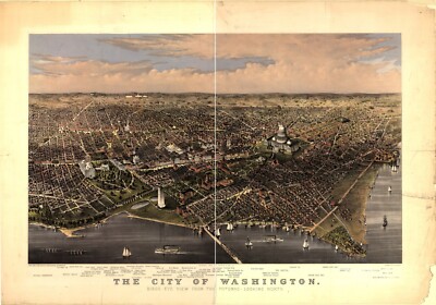 1800's Washington DC, 1880 View , New Reproduction of an Old Antique Map