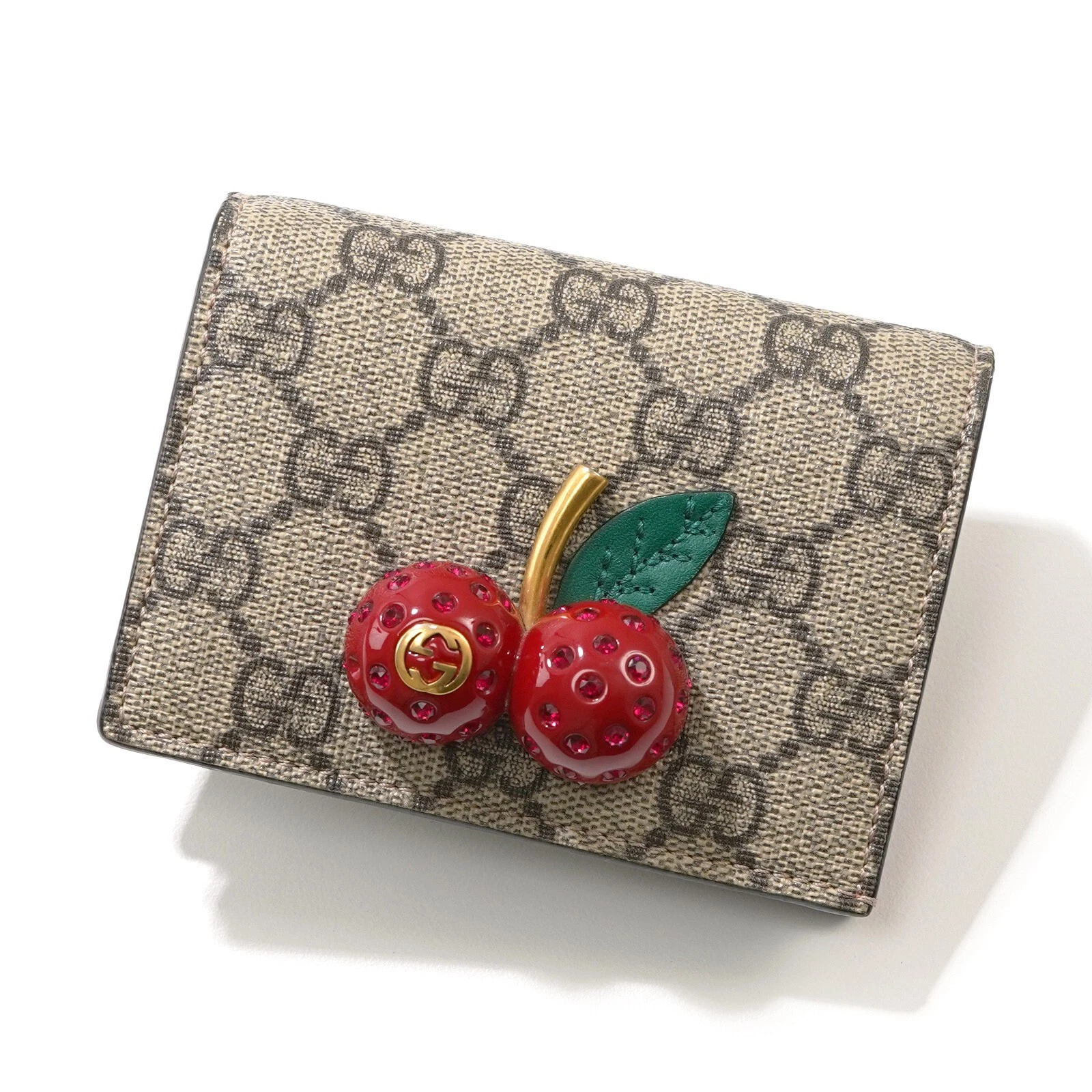 Authentique portefeuille compact GUCCI GG Supreme Cherry 476050 #50368A