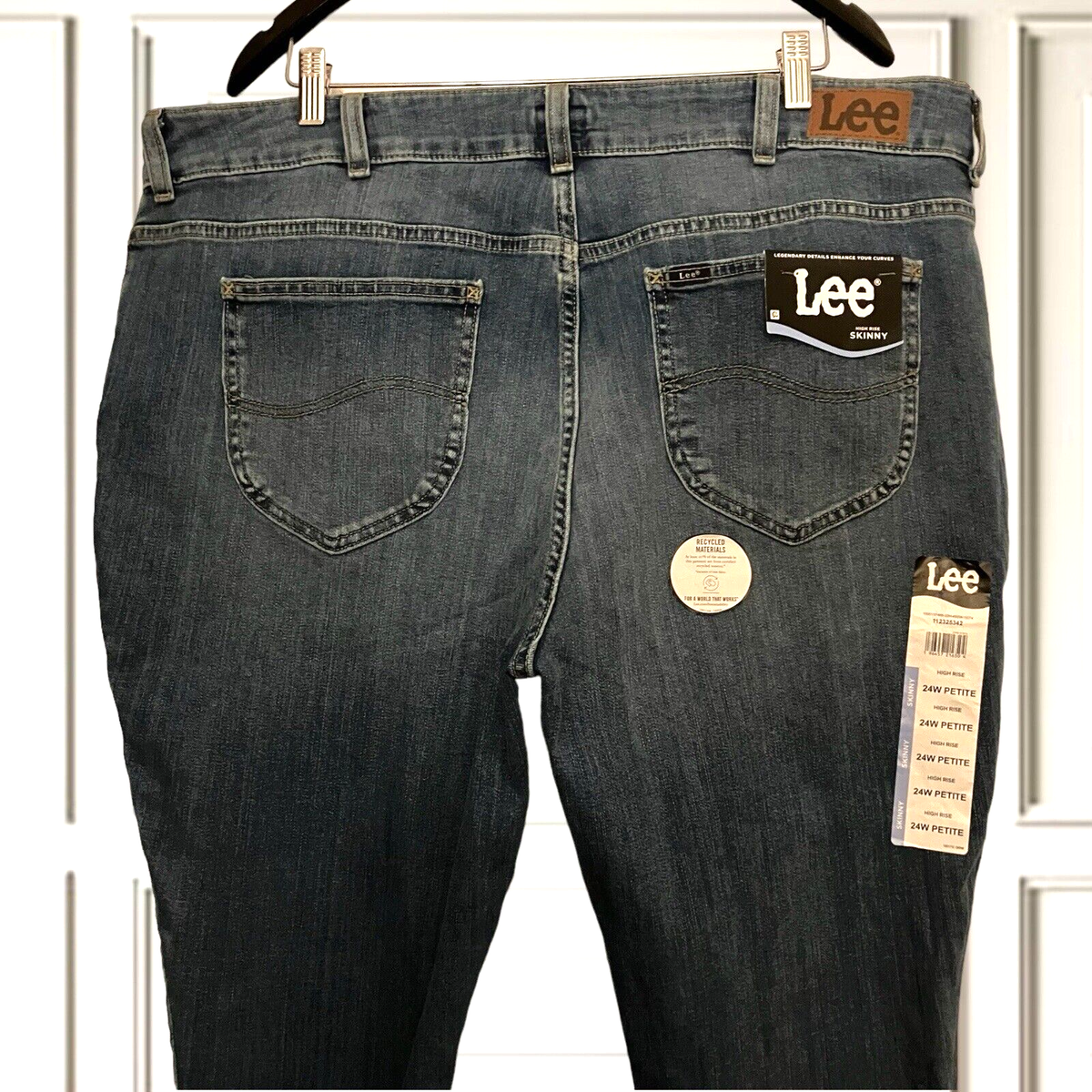 Lee Womens Plus High Rise Skinny Blue Jeans Size 24WP 24W Petite