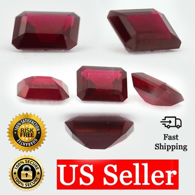 Loose Emerald Cut Garnet CZ Stone Single Red Cubic Zirconia Jan Birthstone Shape