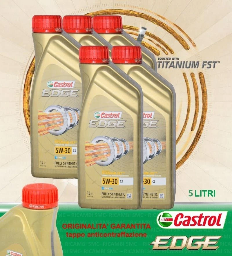 5 LITRI OLIO MOTORE CASTROL EDGE C3 5W30 TAGLIANDO VW 505 01 BMW LONGLIFE 04
