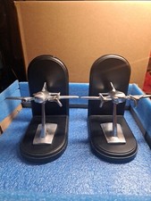 Metal Airplane Bookends Black Wooden Stands P...