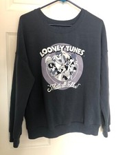 Looney Tunes Medium Pullover Long Sleeve Sweatshirt "That  s All Folks" Gray