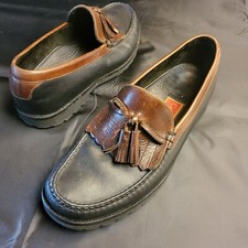 Vintage Cole Haan Country Tassel Loafers Size 9.5M Leather Black  Brown Slip On