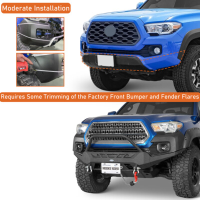 Fit Tacoma 2016-2023 3rd Gen With a Strong Bull Bar Front Bumper w/ Winch Plate