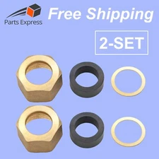 [2-SETS] 5/8" OD Boiler Sight Glass Repair Kit (Brass Washers, Nuts & Gaskets)