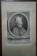 CHILPERIC KING OF FRANCE. PORTRAIT. ORIGINAL ENGRAVING. 1760