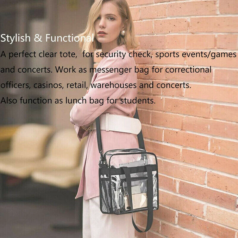 Clear bag Stadium Approved Clear PVC Tote Bag with Zipper Crossbody Shoulder Bag - Image 2 of 4