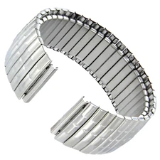 22mm Hirsch Twist-O-Flex Silver Tone Stainless Steel Mens Watch Band 885