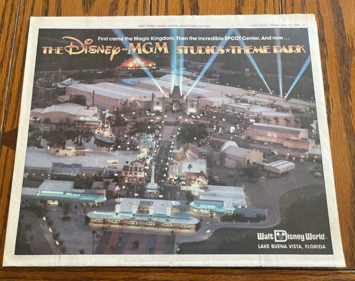 1989 DISNEY MGM STUDIOS GRAND OPENING COMMEMORATIVE USA NEWSPAPER