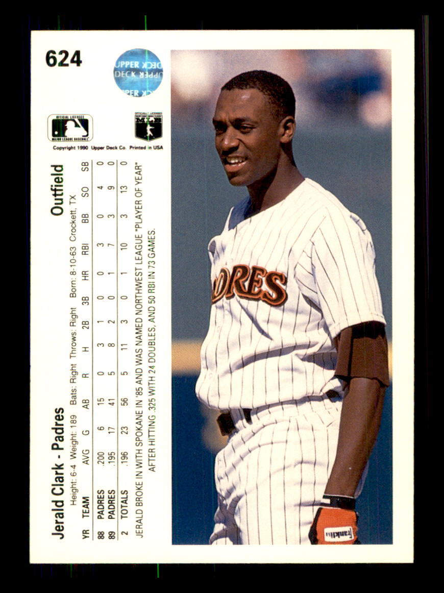 1990 BASEBALL 1990 Upper Deck Jerald Clark San Diego Padres #624 1