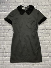 Susie Tompkins Wool Shift Dress Size 8 Black Velvet Accent Career Cocktail Party