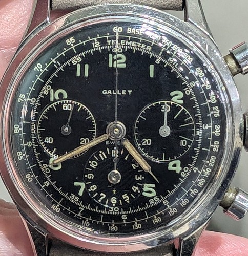 GALLET VINTAGE " JIM CLARK" CHRONO BLK DIAL "NICE" - Picture 11 of 13