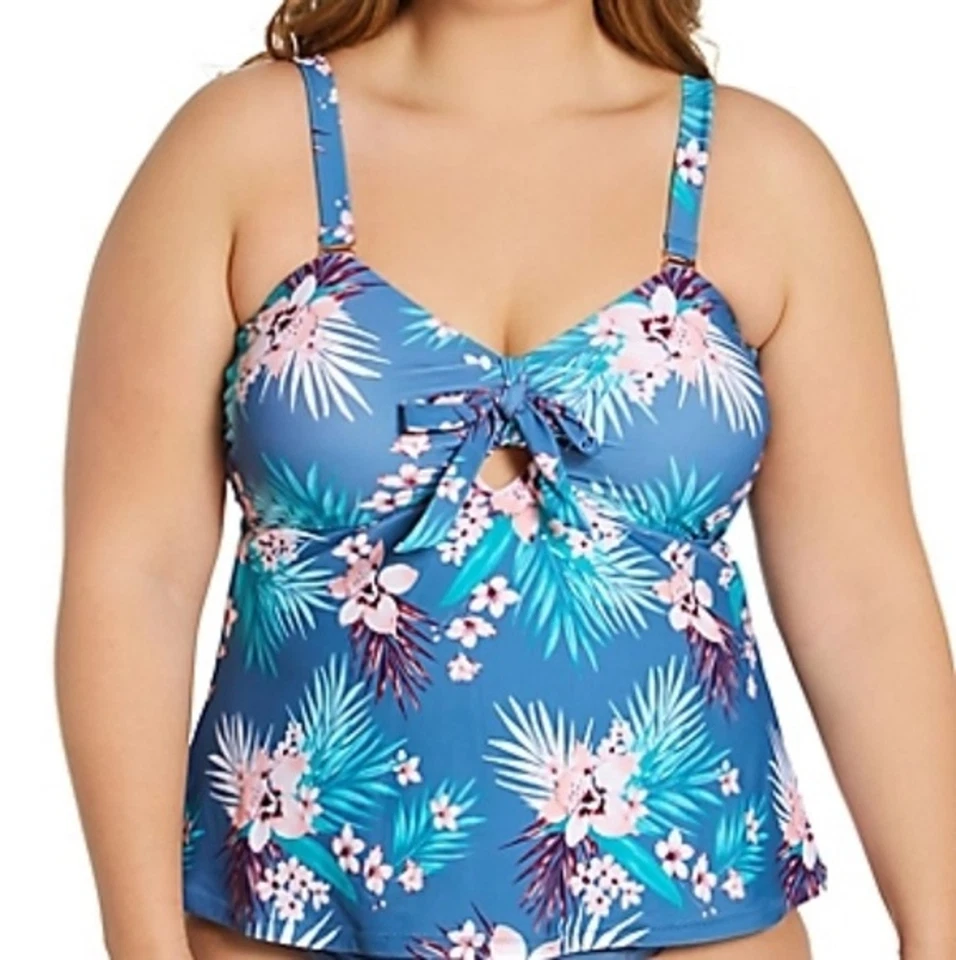 Tankini Raisins Curve para mujer 20 W Haleiwa Zanzíbar camiseta de baño pizarra 20 W Foto 3 de 4