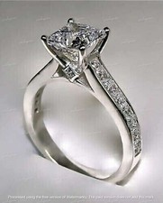 2 Ct White Princess Cut Lab Created Diamond Solitaire Engagement Ring 925 Silver