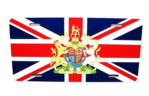 UNION JACK BRITISH BRITAIN ENGLISH FLAG WITH ROYAL ARMS METAL CAR LICENSE PLATE - Picture 7 of 15
