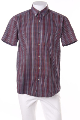 THOMPSON button-down shortsleeve shirt M blue