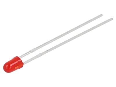 KINGBRIGHT LED 20mm Rot Diffus – 4-13mcd, 120°, 2 Anschlüsse, Gewölbte Front