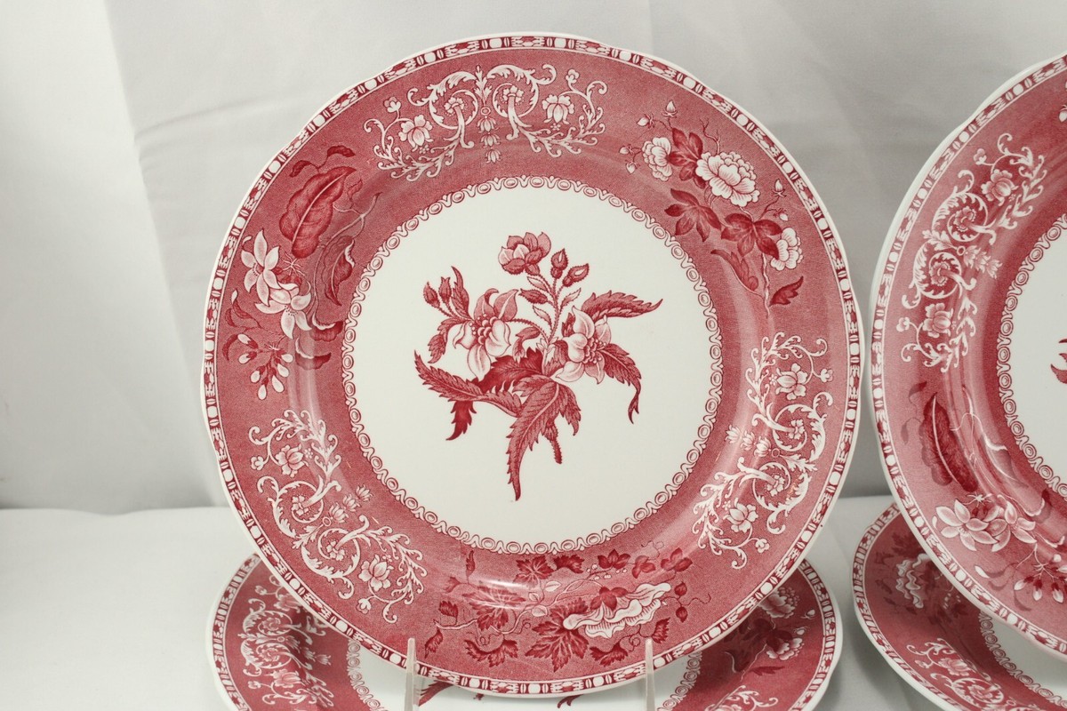 Spode Camilla Red Set 4 Dinner Plates Older Marks | eBay
