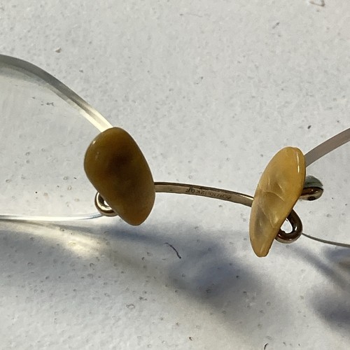 Signed: ? 1-10 12K GF Gold Sexagon Polygon rimless granny eyeglasses Bifocals an - Picture 6 of 18