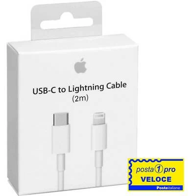 CAVO DATI ORIGINALE LIGHTNING TIPO C FAST 2 METRI APPLE IPHONE X 11 12 13 14